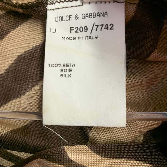 DOLCE & GABBANA Tan Brown Animal Print Silk Long Sleeve Shirt - Picture 6 of 7